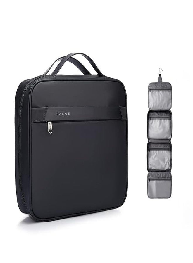 Red Lemon BANGE Men & Women The Hanging Toiletry Bag | 3 Split Black Travel Pouch Accessories Grooming Organizer Kit with Hook (Grey) - Image 2